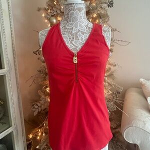 $79 Michael Kors dark orange Sleeveless Top with Zipper Detail